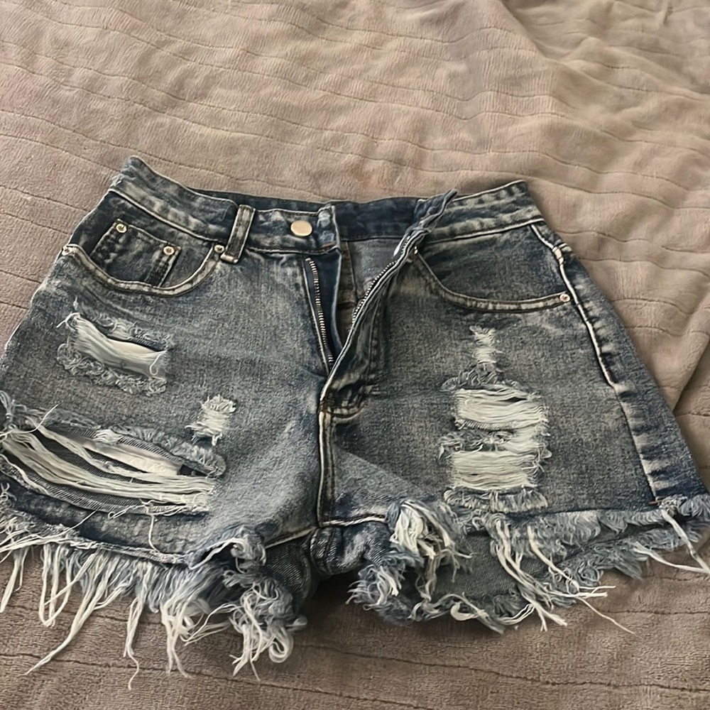 Ripped jean shorts